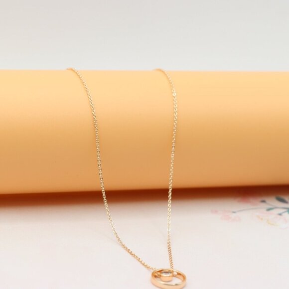 Minimalist Rose Gold Circle Pendant Necklace, XPNL0211 - Picture 11 of 14